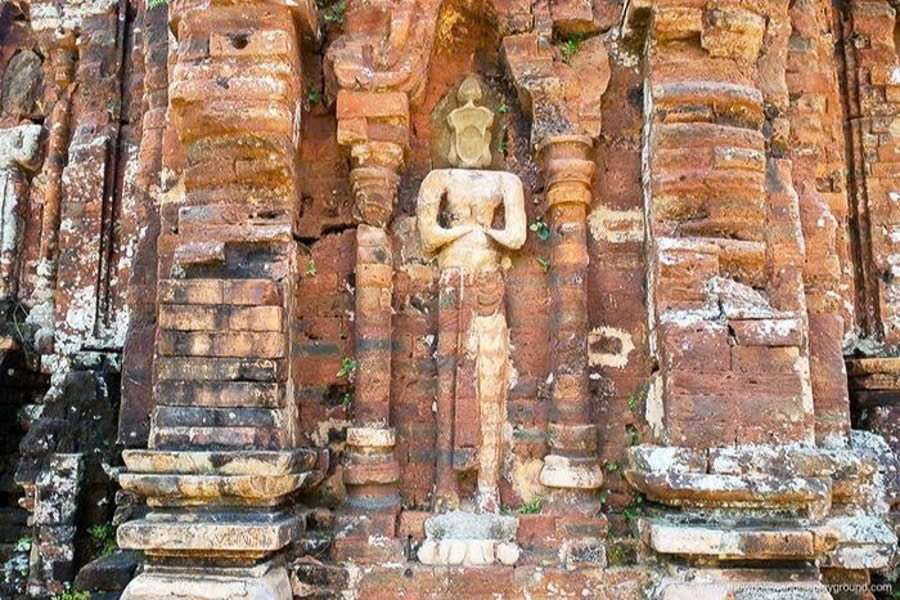 Ancient brickwork and architectural details at My Son Sanctuary
